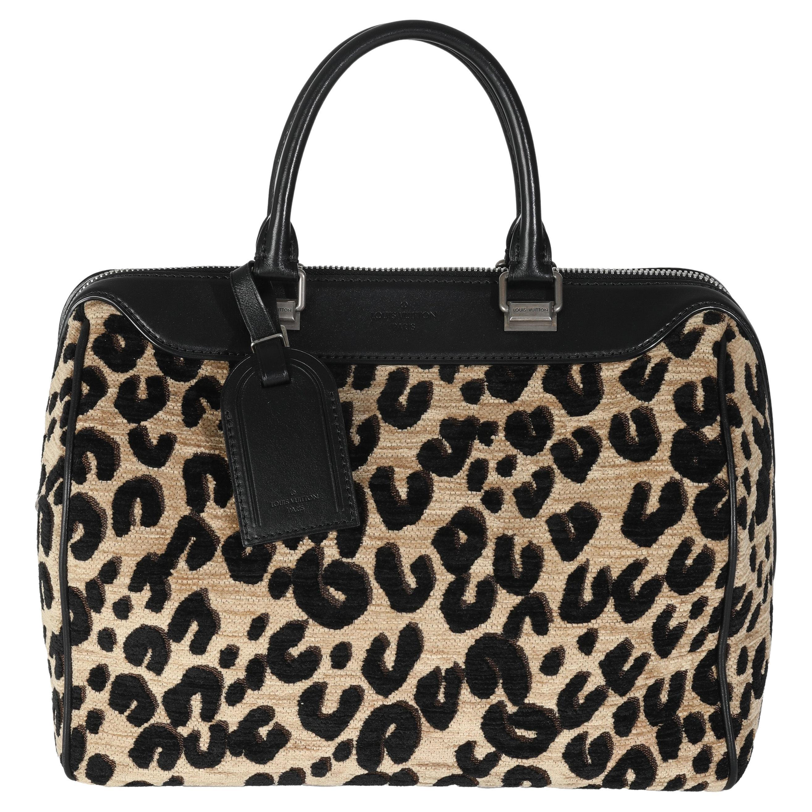Louis Vuitton x Stephen Sprouse Schwarz Beige Samt Leopard Speedy 30 im Angebot