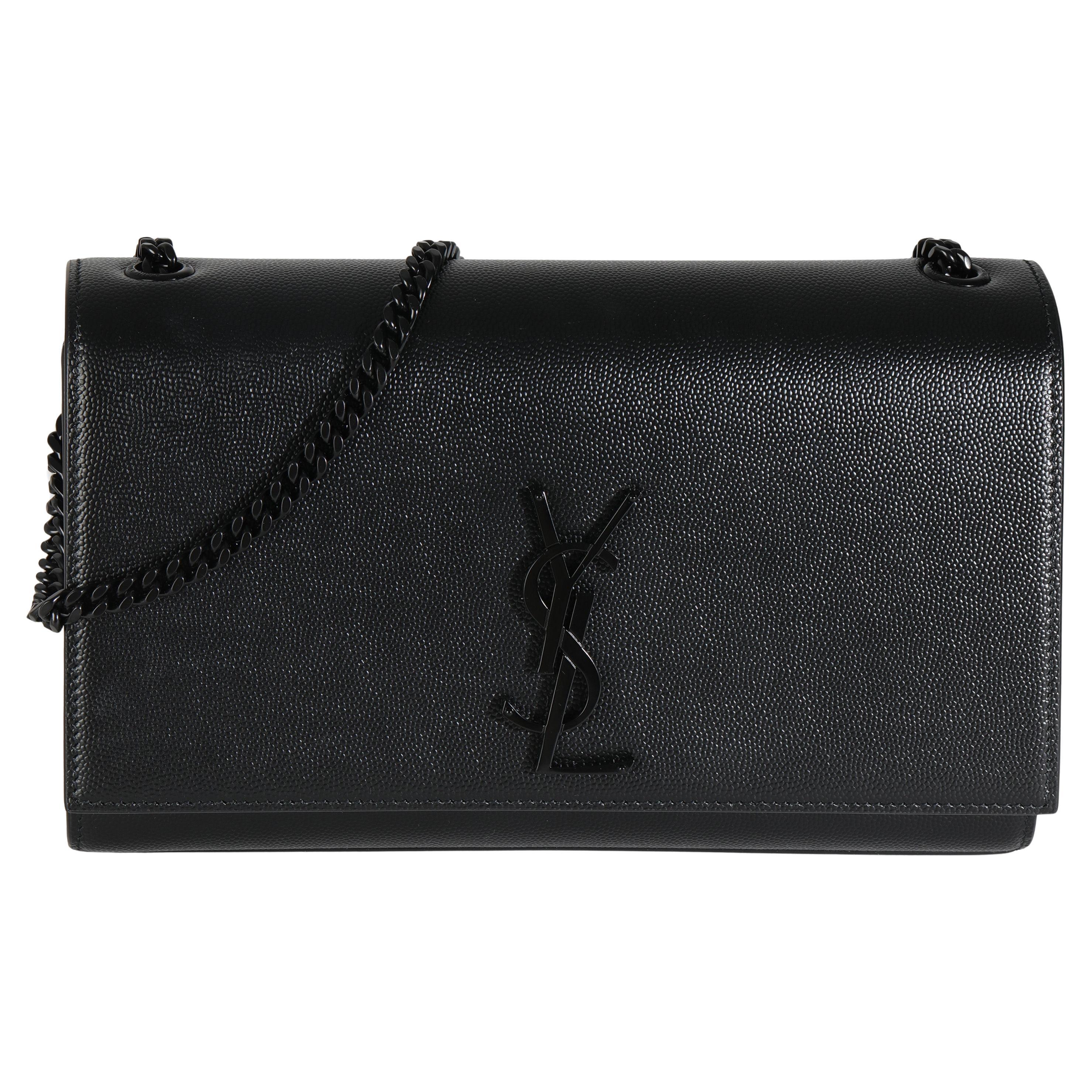 Saint Laurent Black Grain De Poudre Medium Kate Chain Bag For Sale