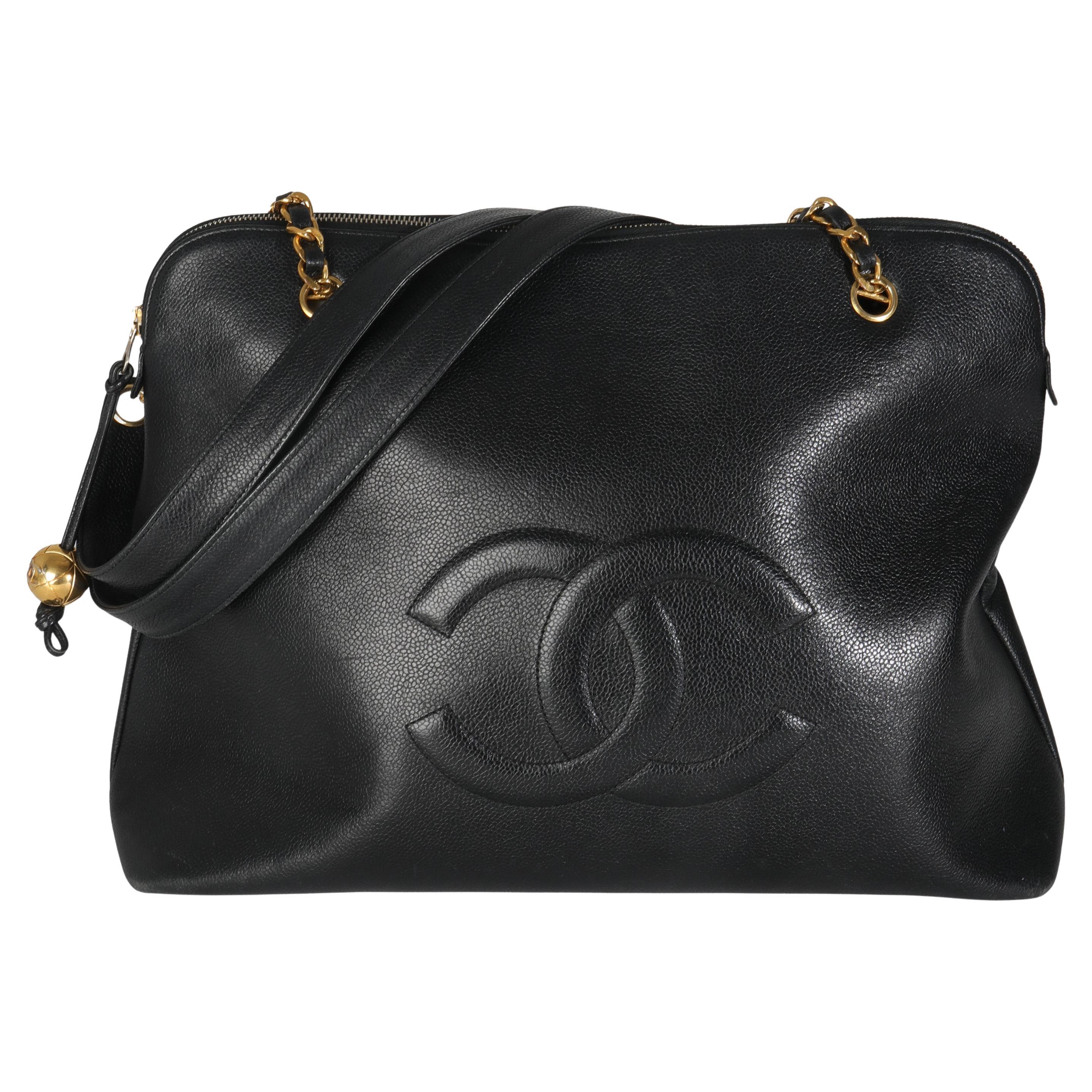 Chanel Vintage Black Caviar Timeless Shopping Tote For Sale