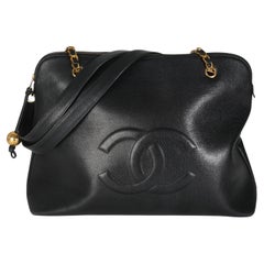 Chanel Vintage Black Caviar Timeless Shopping Tote
