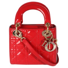 Christian Dior Red Patent Cannage Mini Lady Dior