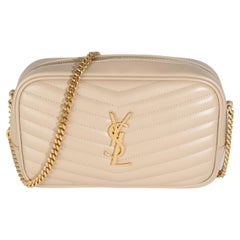 Saint Laurent Dark Beige Chevron Calfskin Mini Lou Crossbody Bag