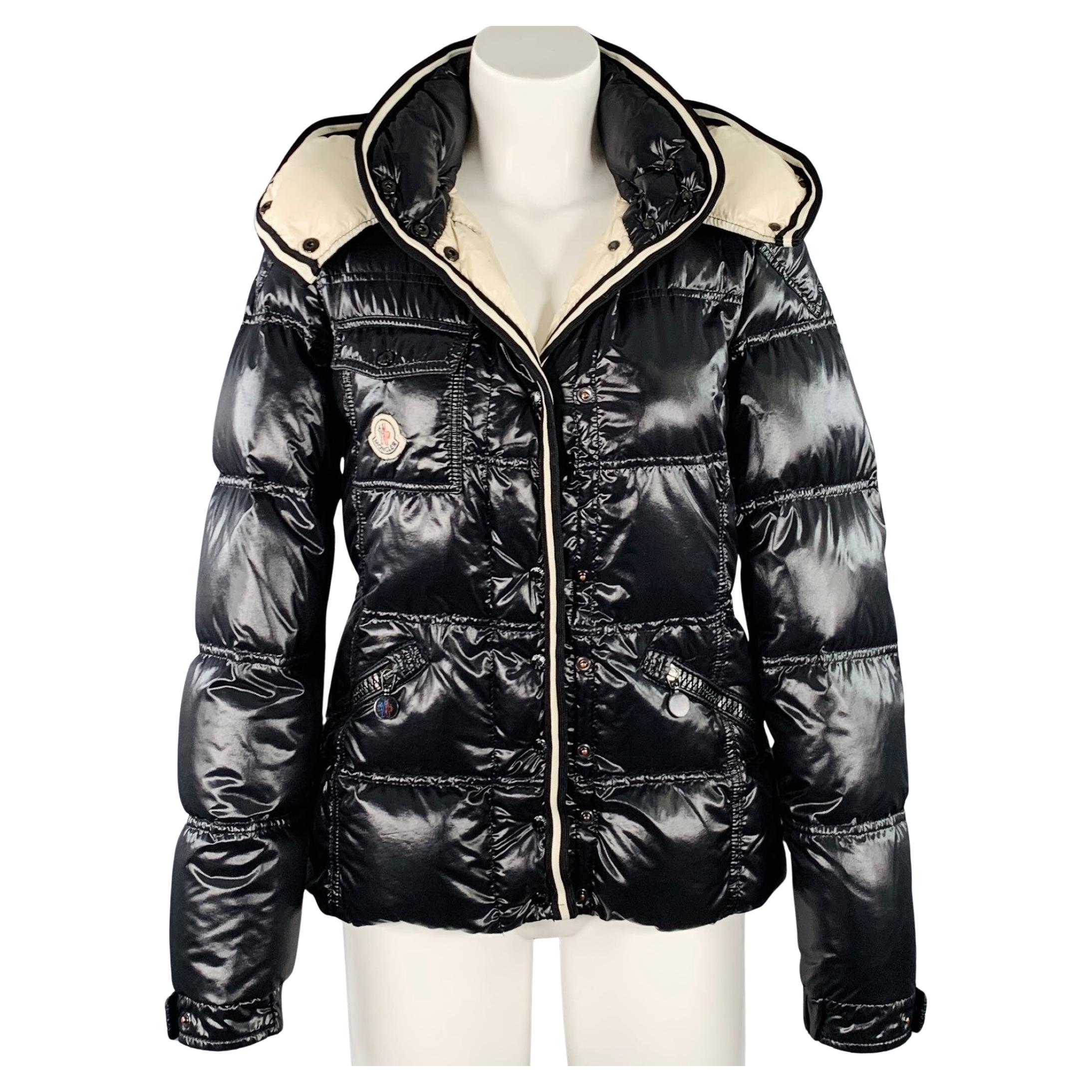 MONCLER Size M Quincy Black Quilted Snaps Jacket