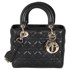Christian Dior Borsa Cannage piccola in pelle d'agnello nera MyABCDior