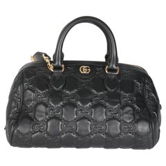 Gucci Black Calfskin GG Matelasse Medium Bowler Bag