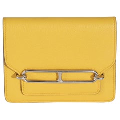 Hermès Jaune Ambre Evercolor Roulis Compact Wallet PHW