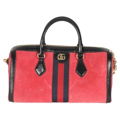 Gucci Red Suede Medium Ophidia Boston Bag