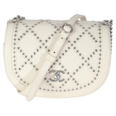 Borsa Chanel Coco Eyelets Small Flap in pelle di vitello avorio