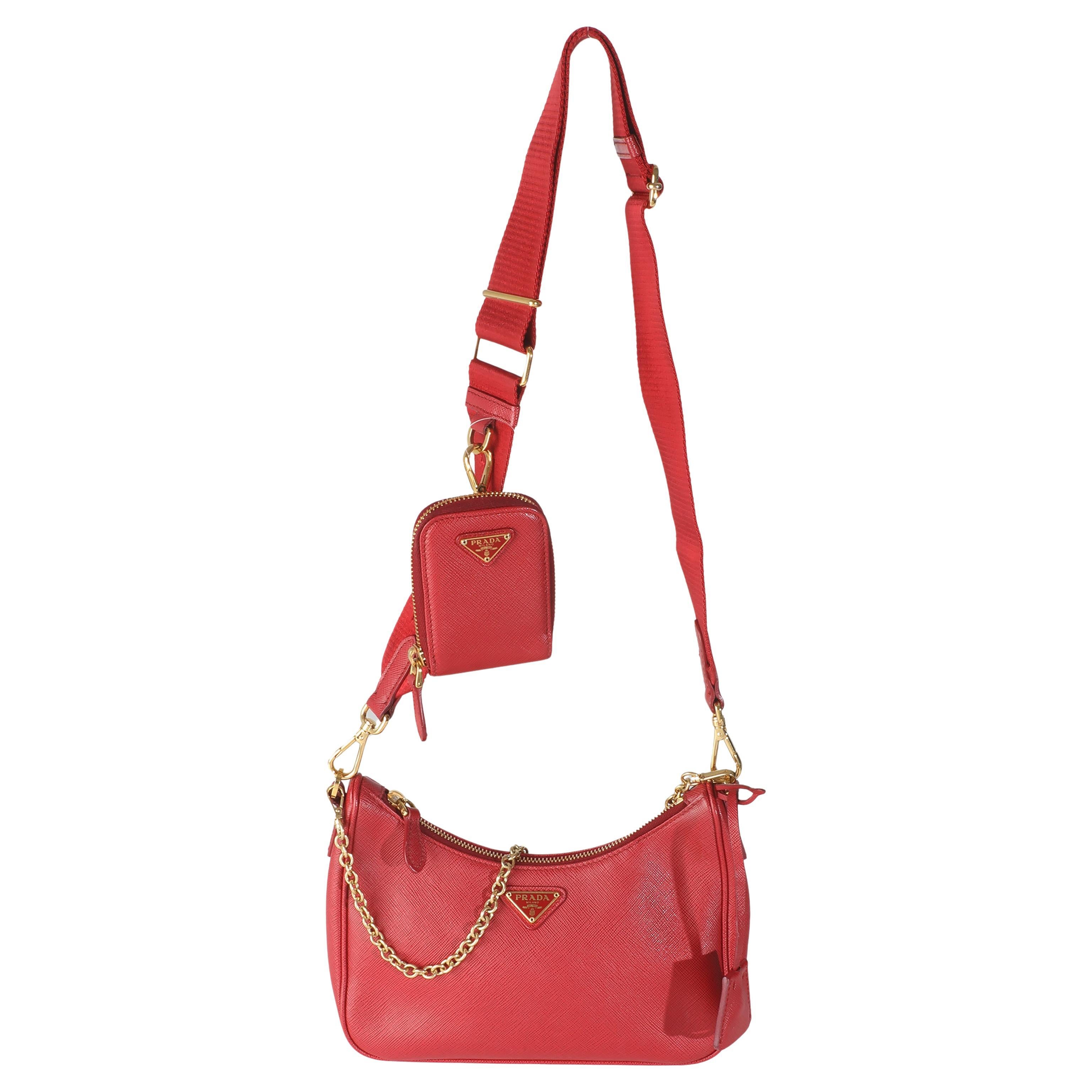 Borsa Prada rosso fuoco saffiano Re Edition 2005