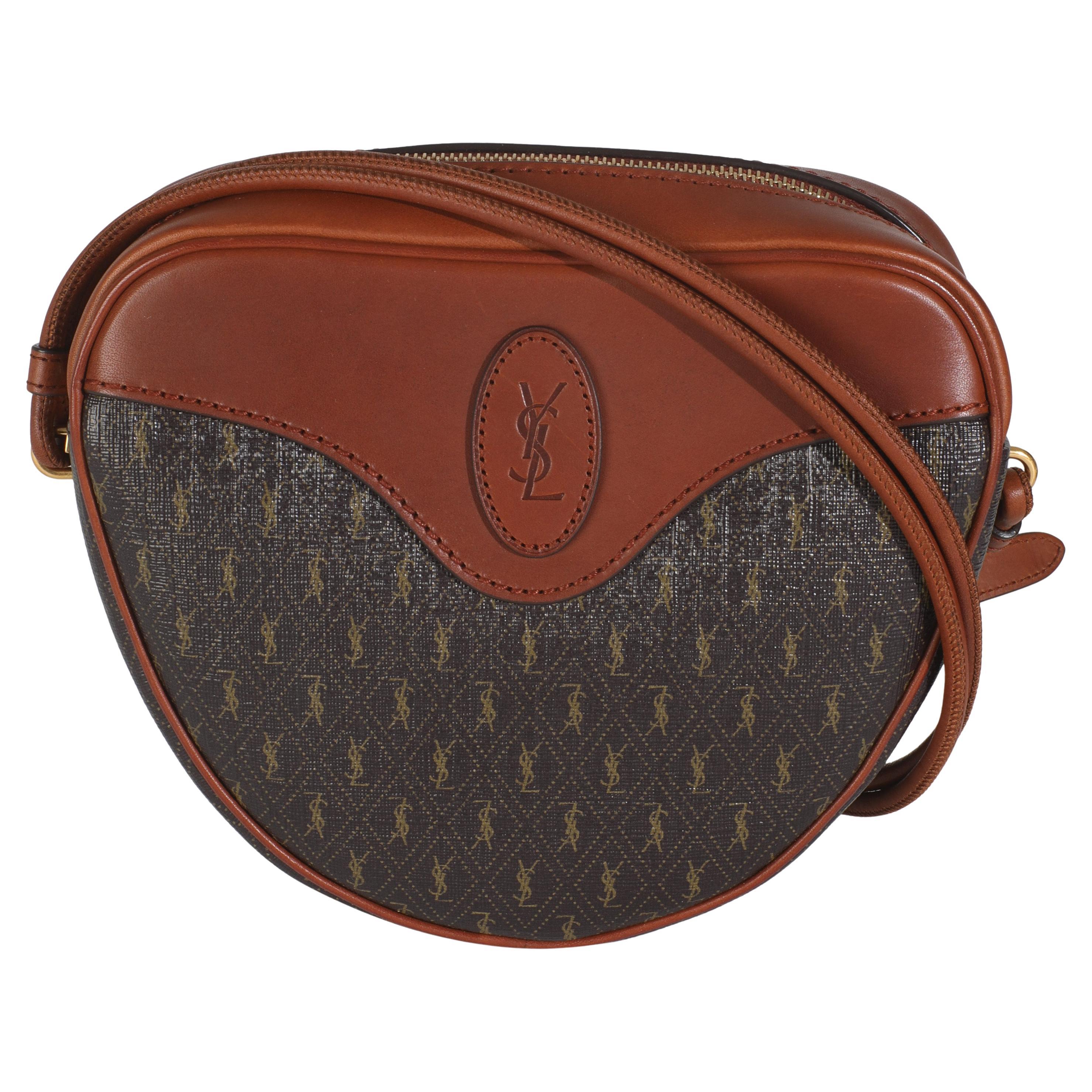 Saint Laurent Borsa Le Monogramme Cœur Cuore in tela marrone in vendita