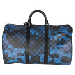 Louis Vuitton Blue Damier Graphite Canvas Pixel Canvas Keepall Bandouliere 50