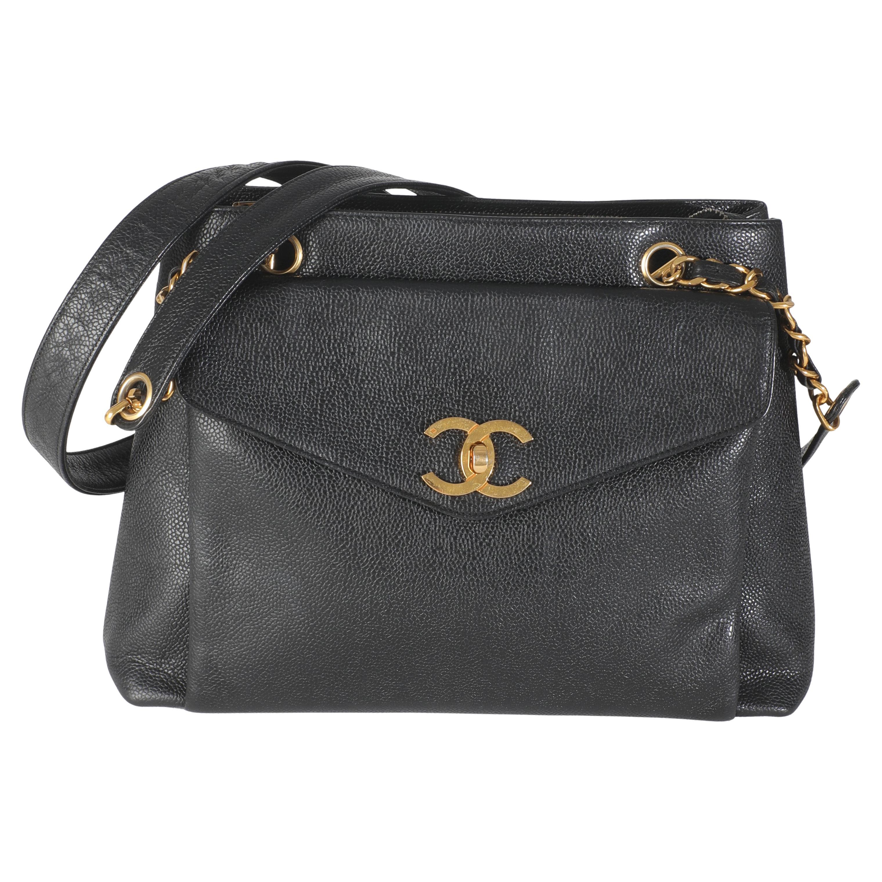 Chanel Vintage 24k Black Front Pocket Shoulder Bag en vente