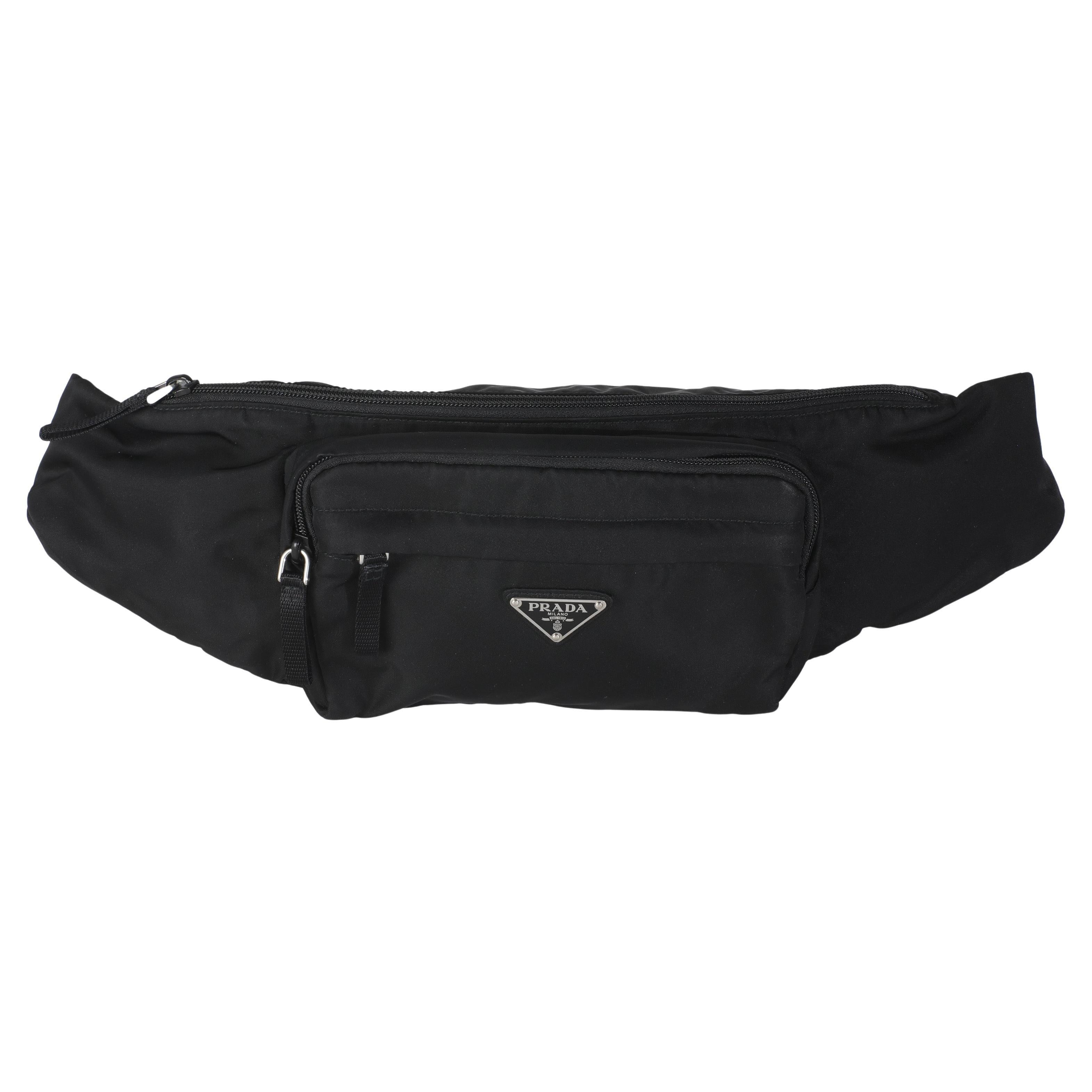 Prada Black Re-Nylon Saffiano Logo Waist Bag