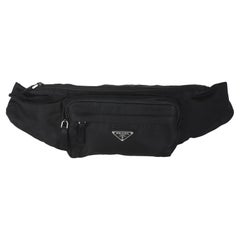 Used Prada Black Re-Nylon Saffiano Logo Waist Bag