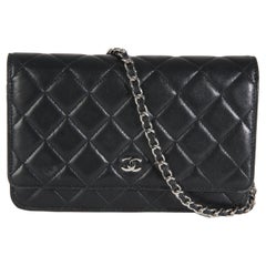 Black Quilted Lambskin Wallet On Chain
