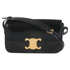 Cline Black Shiny Calfskin Triomphe Shoulder bag