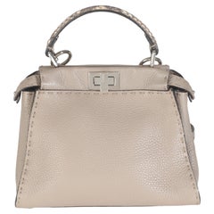 Fendi Pitone Grigio Pelle di Vitello Selleria Mini Peekaboo