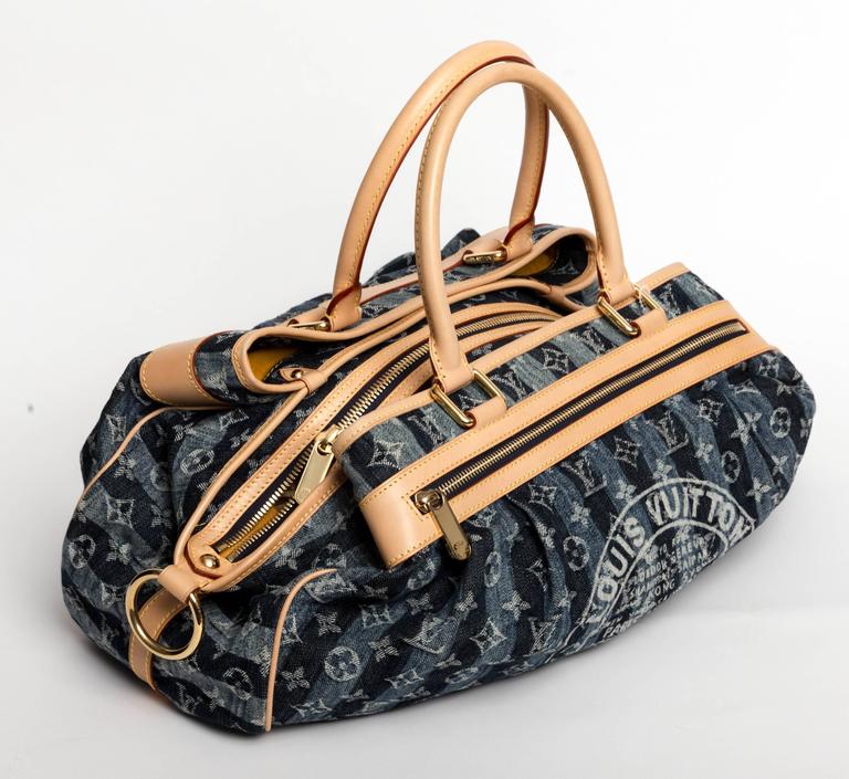 Limited Edition Louis Vuitton Denim Cruise Raye Cabas w/ Red Guitar