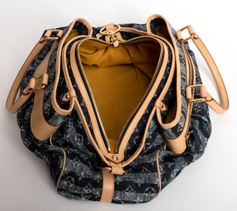 Limited Edition Louis Vuitton Denim Cruise Raye Cabas w/ Red Guitar