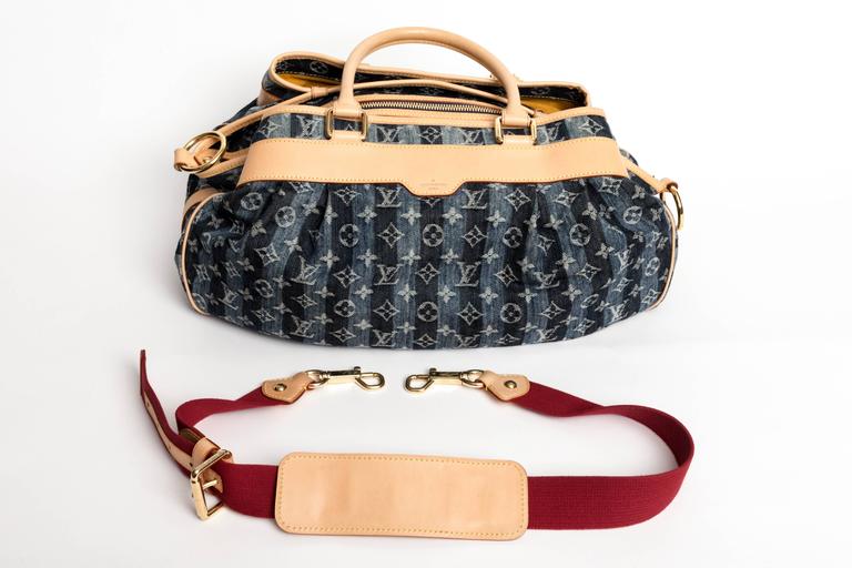 Limited Edition Louis Vuitton Denim Cruise Raye Cabas w/ Red Guitar