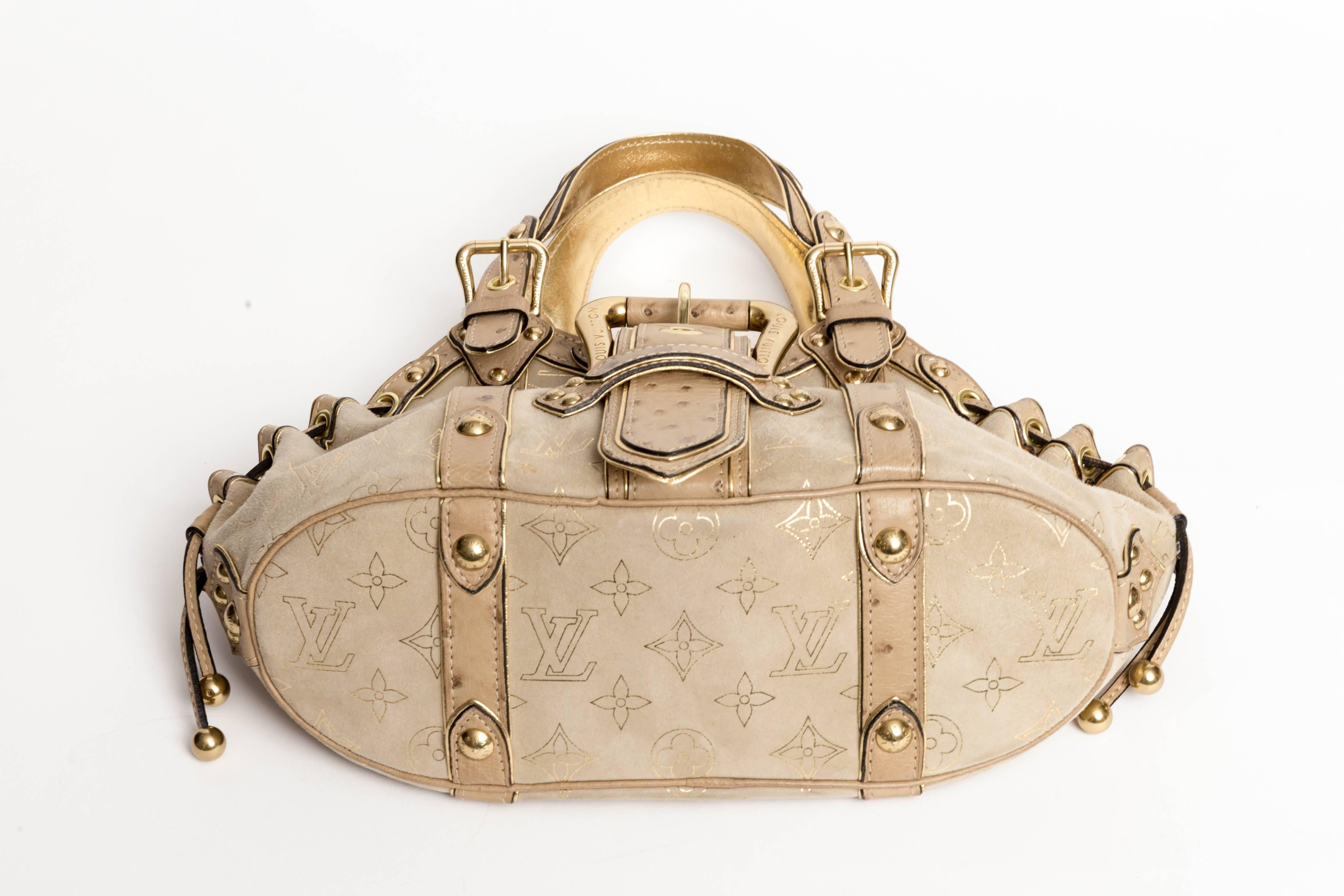 Louis Vuitton Limited Edition Ostrich and Suede Theda GM 4
