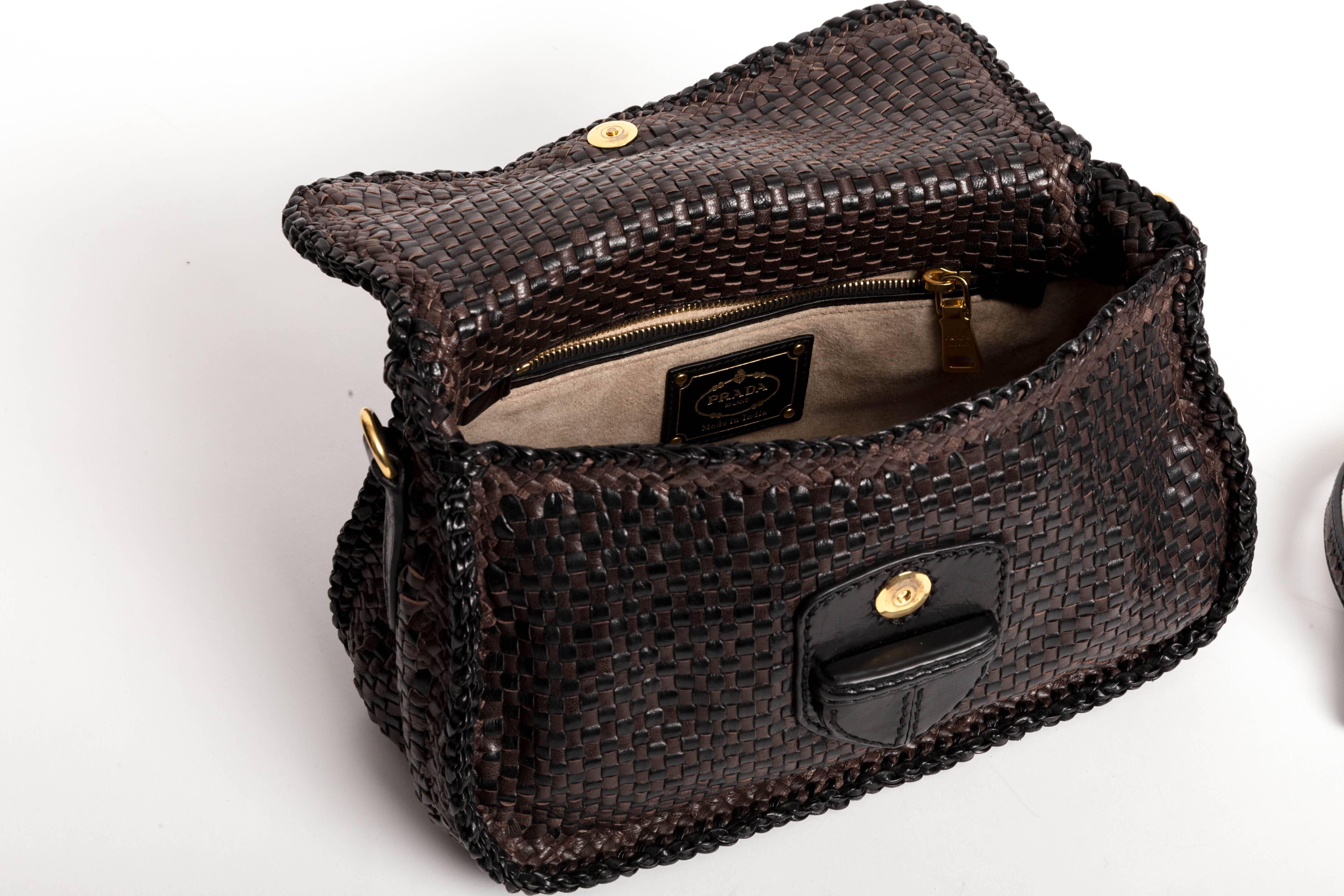 Limited Edition Prada Madras Woven Leather Shoulder Bag 1