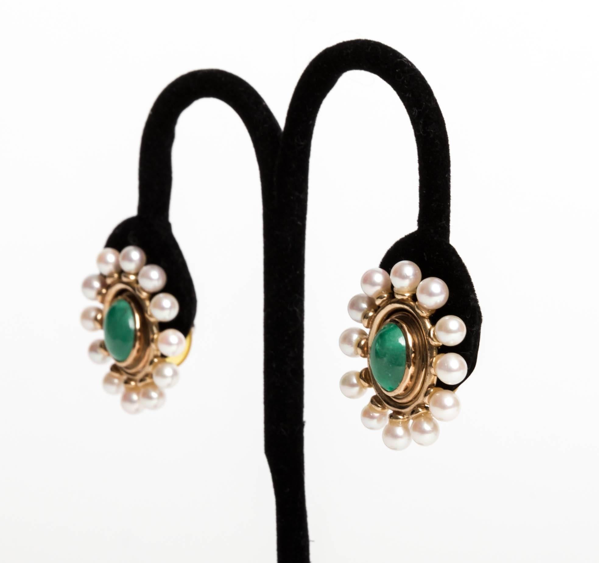 Cassandra Goad Chrysoprase, Gold and Pearl Tassel Earrings  2