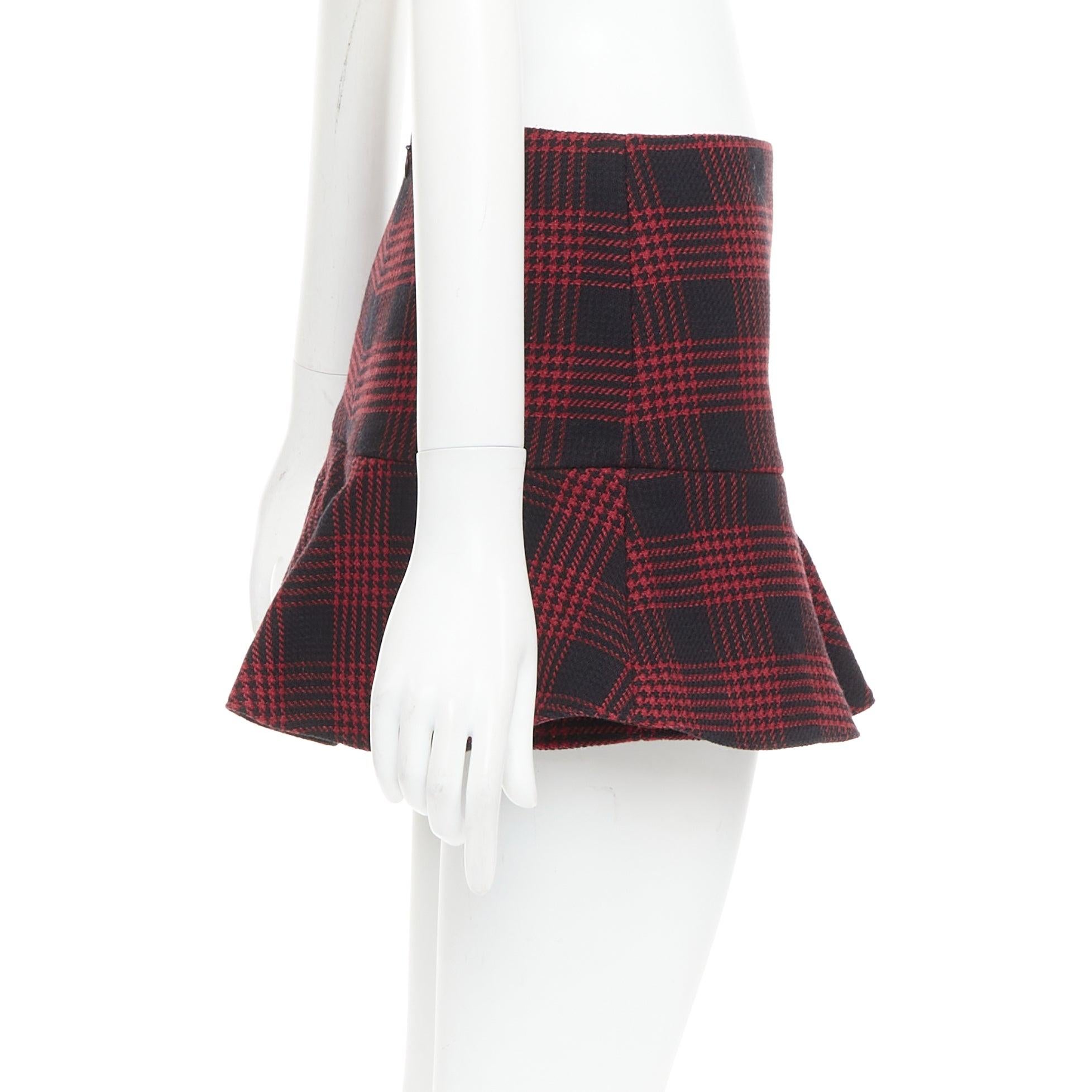 Donna RED VALENTINO mini skort svasato a quadri in pied-de-poule rosso nero IT38 XS in vendita
