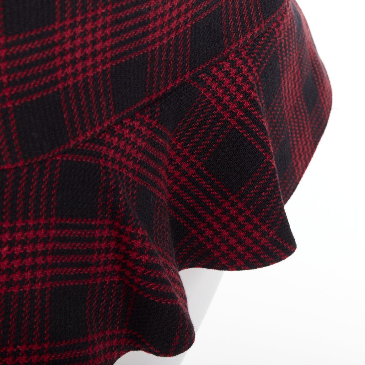 RED VALENTINO mini skort svasato a quadri in pied-de-poule rosso nero IT38 XS in vendita 3