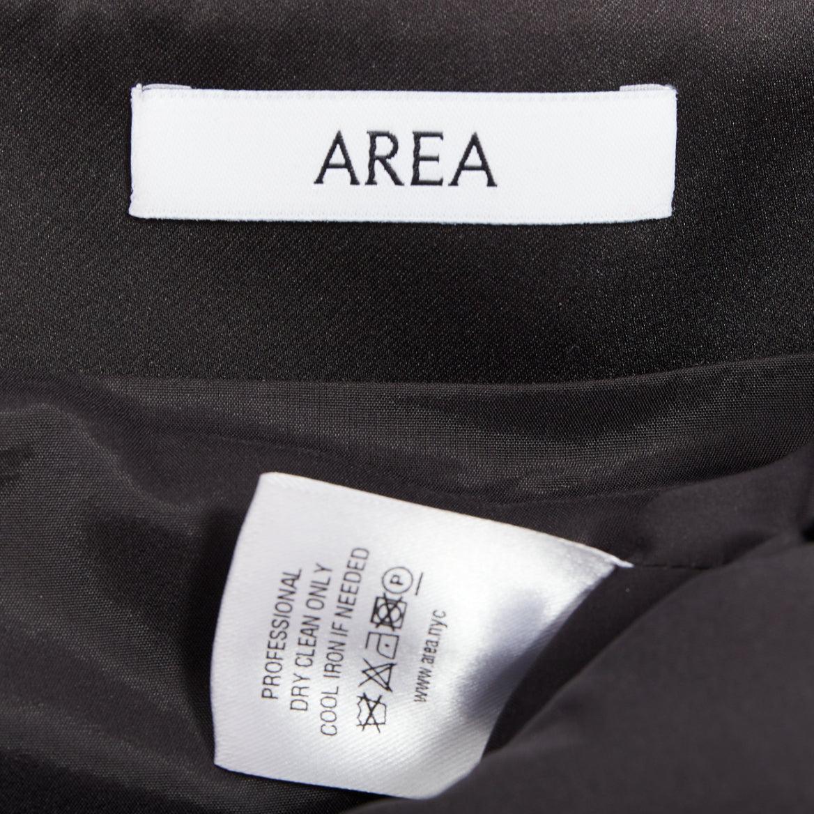 AREA mini gonna a vita alta in raso nero con orlo a balze US2 XS in vendita 3