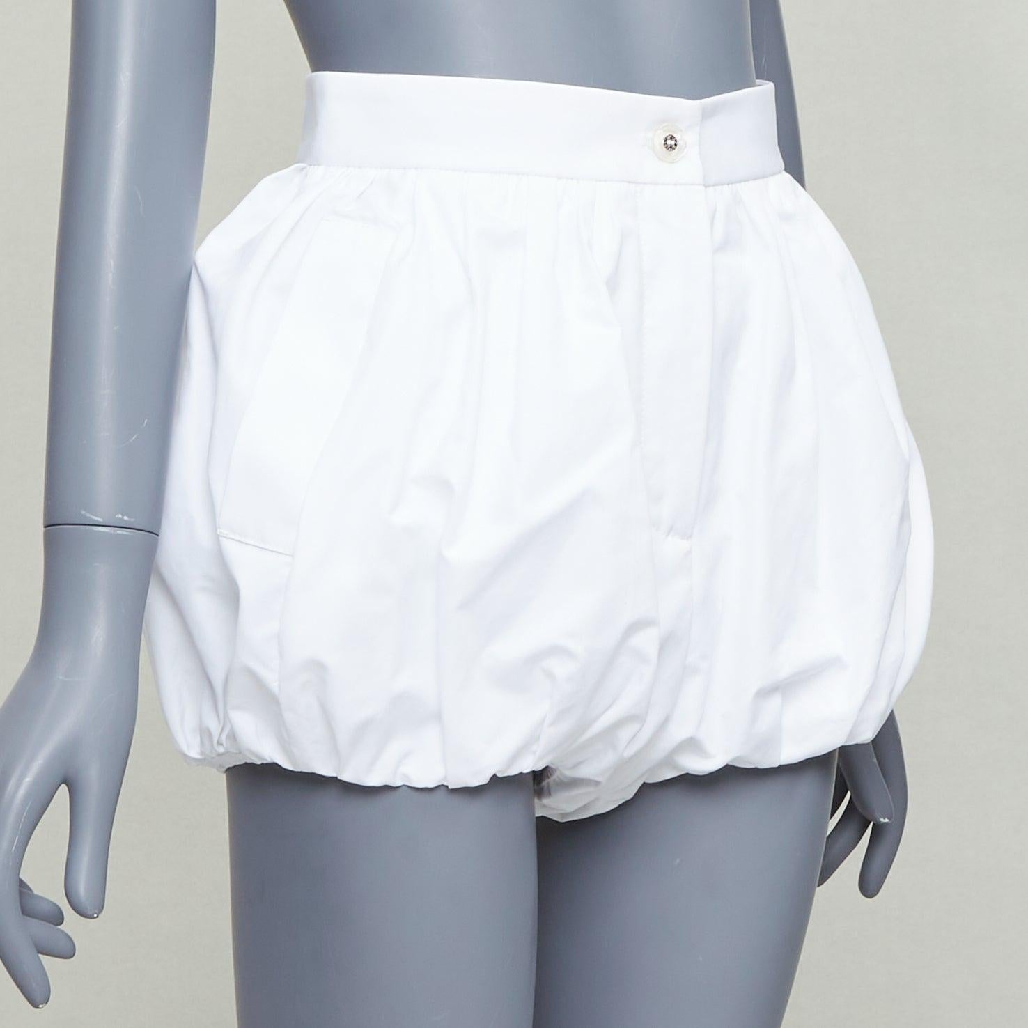 Grigio DOLCE GABBANA 2025 pantaloncini a vita alta in cotone bianco con bolle di sapone IT38 XS in vendita