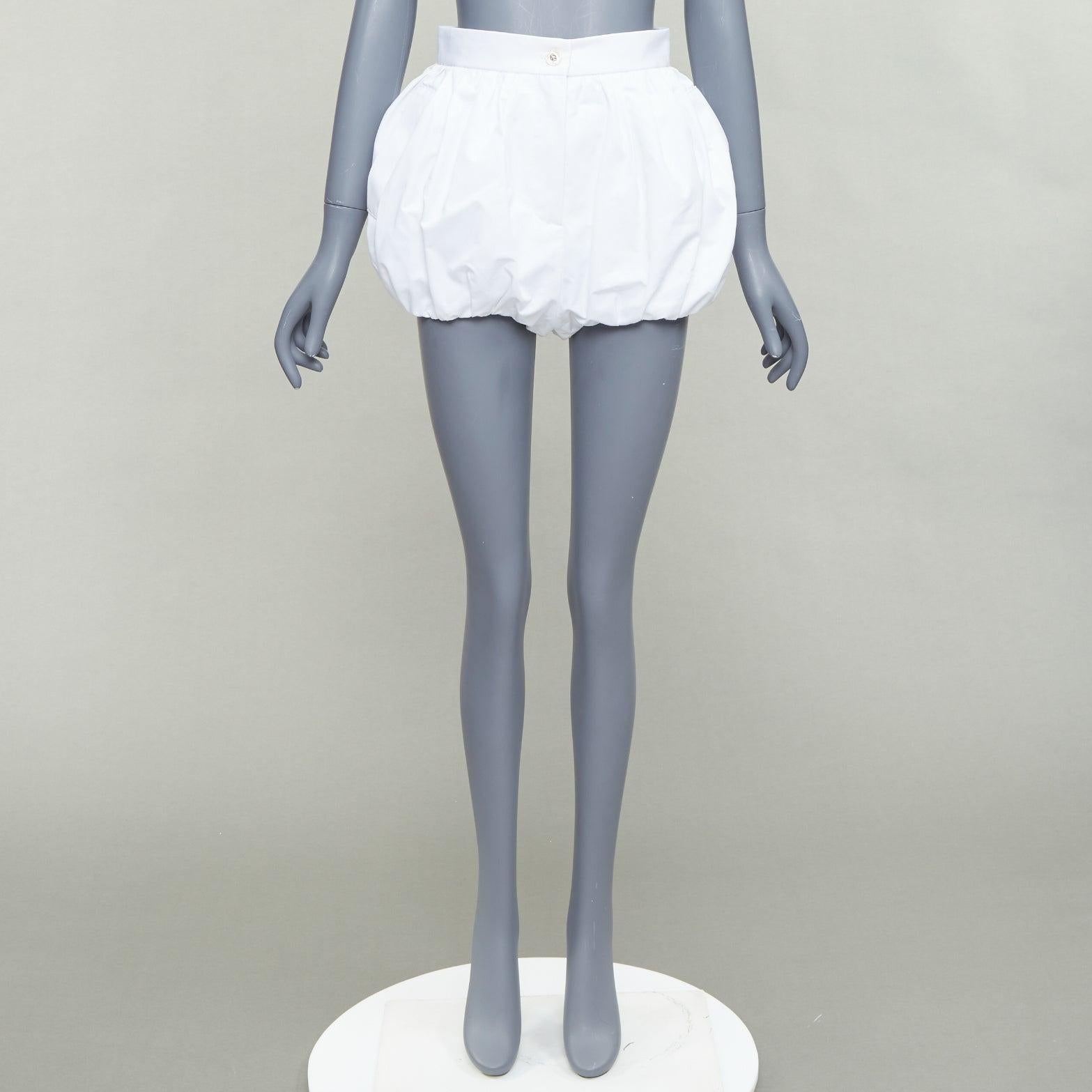 DOLCE GABBANA 2025 pantaloncini a vita alta in cotone bianco con bolle di sapone IT38 XS in vendita 4