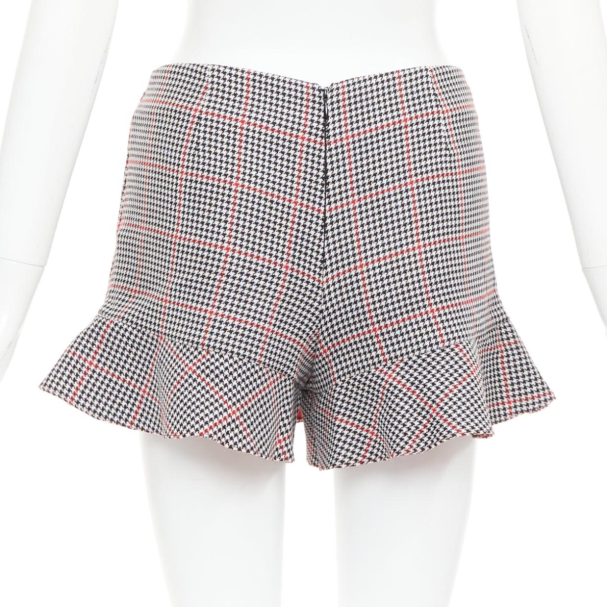 RED VALENTINO rouge noir imprimé pied-de-poule mini jupe évasée IT36 XXS en vente 1