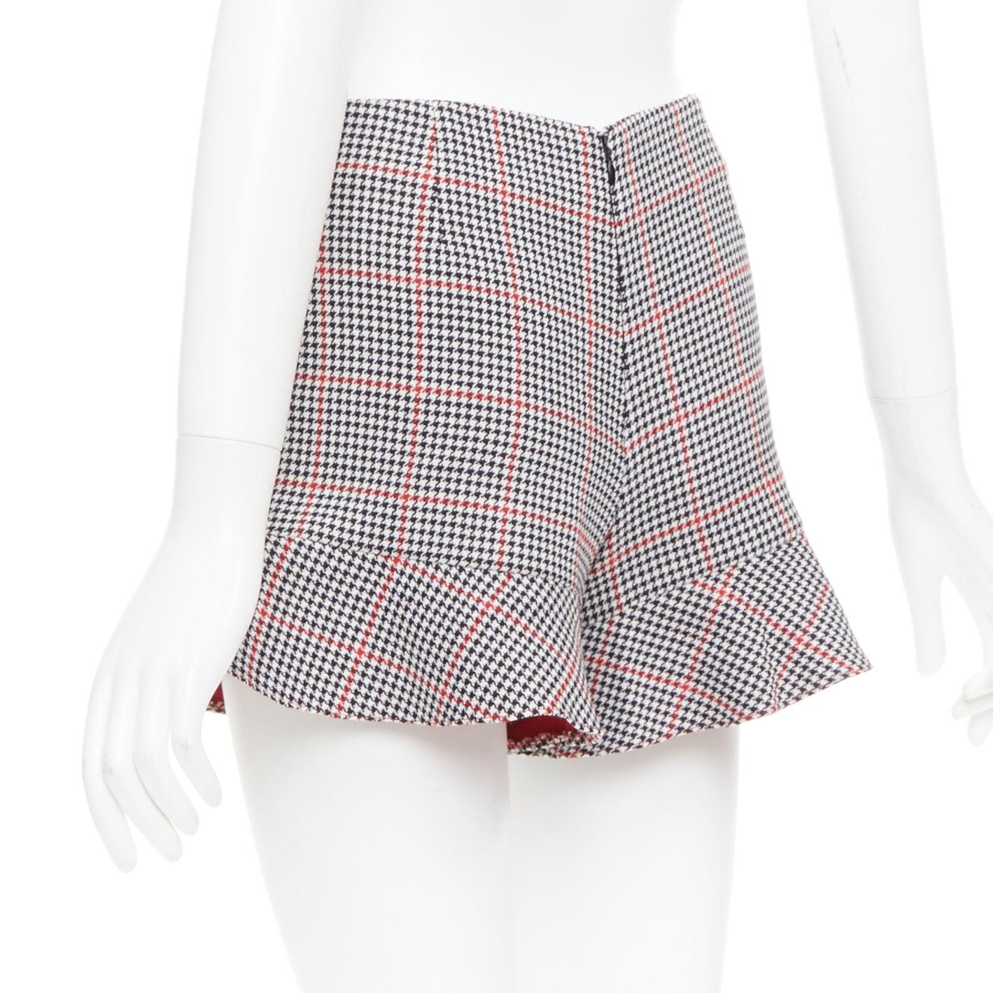 RED VALENTINO rouge noir imprimé pied-de-poule mini jupe évasée IT36 XXS en vente 2