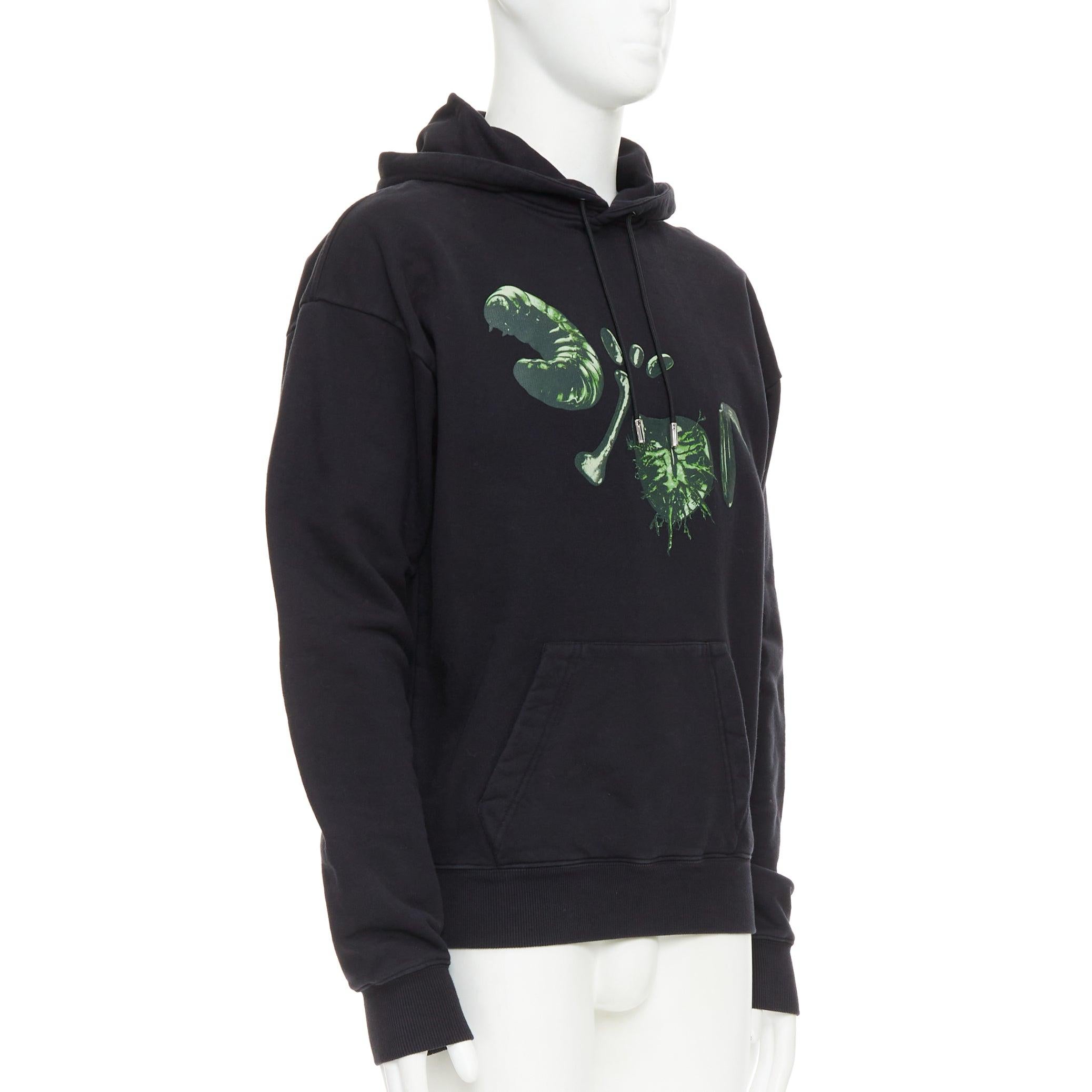 Noir DIOR HOMME Sweat à capuche avec logo graphique en coton noir et vert XXS en vente