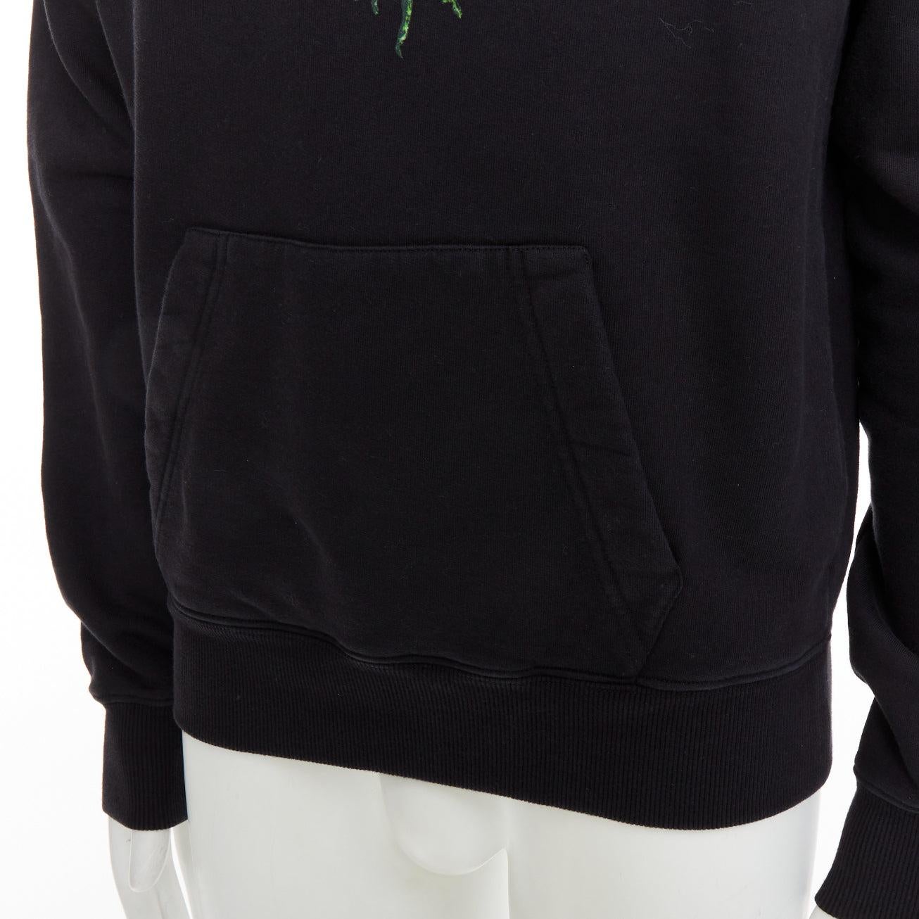DIOR HOMME Sweat à capuche avec logo graphique en coton noir et vert XXS en vente 2