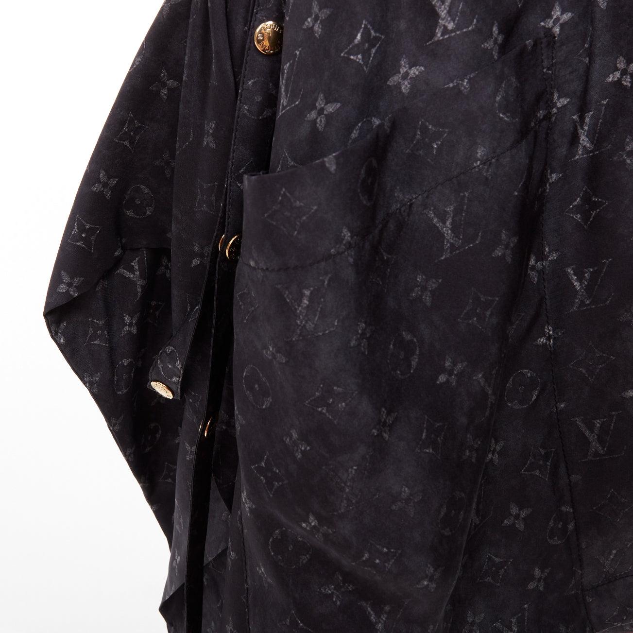 LOUIS VUITTON Monogram Cloud Pocket grau 100% Seide ausgestellter Minirock FR34 XS im Angebot 2