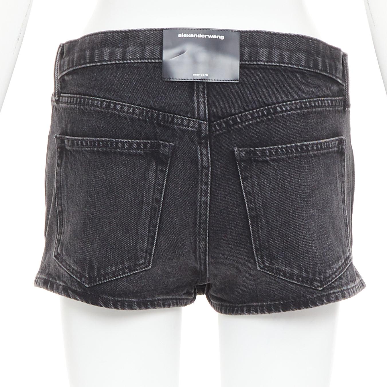 Alexander Wang, mini skort a vita media in denim lavato grigio, 25