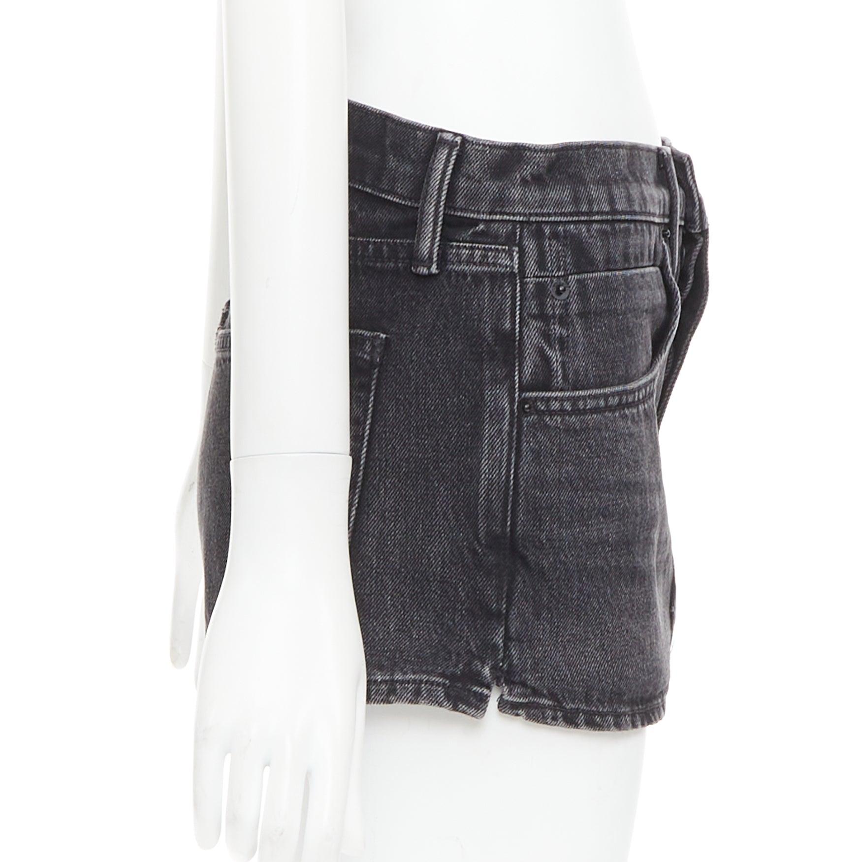 Alexander Wang, mini skort a vita media in denim lavato grigio, 25