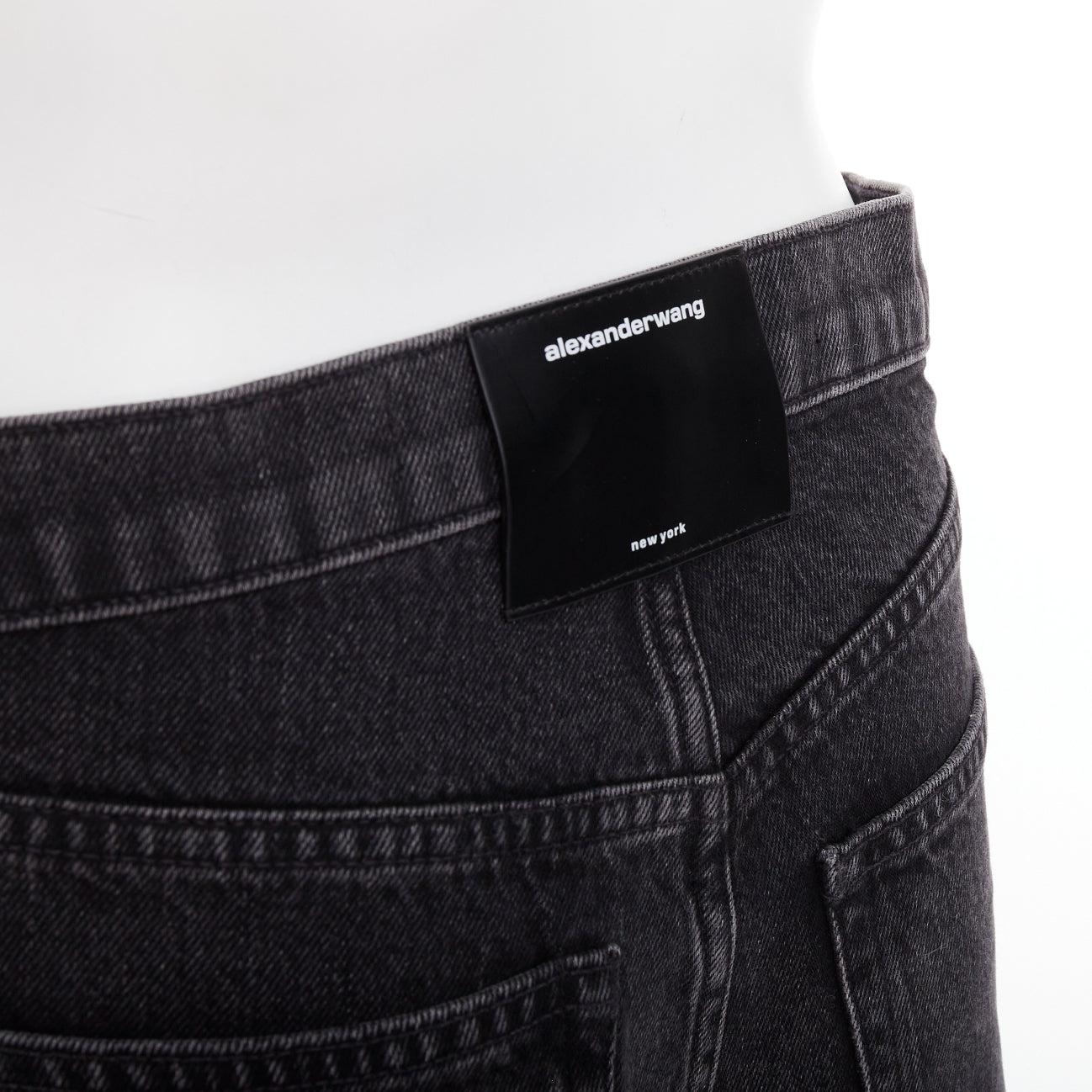 Alexander Wang, mini skort a vita media in denim lavato grigio, 25