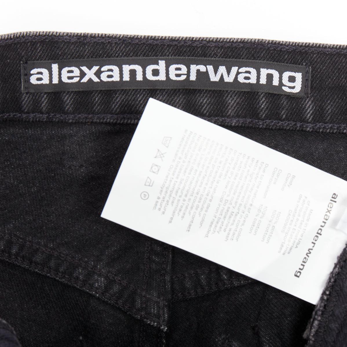 Alexander Wang, mini skort a vita media in denim lavato grigio, 25