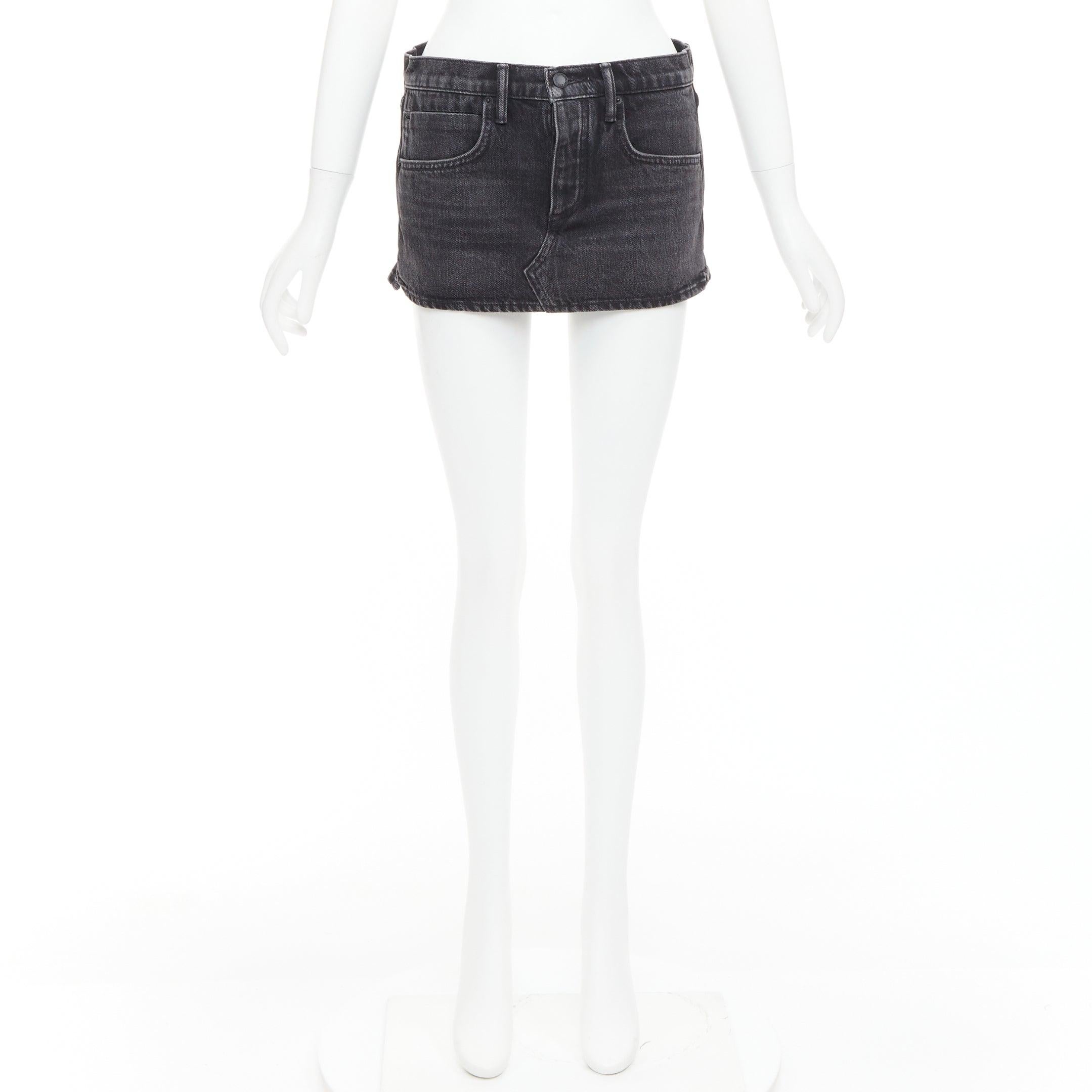 Alexander Wang, mini skort a vita media in denim lavato grigio, 25