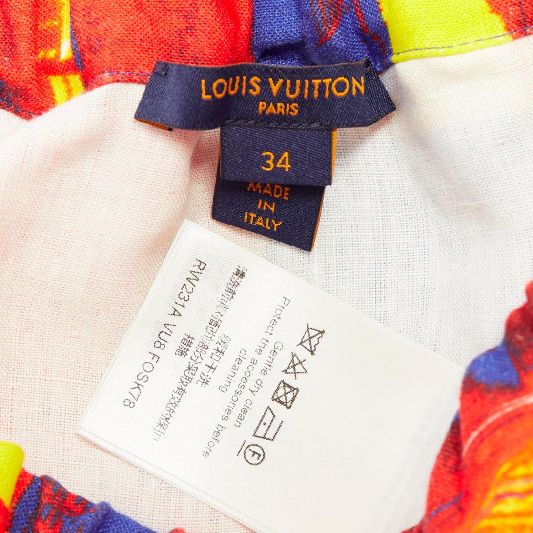 LOUIS VUITTON Mini jupe à poches en lin et agneau Salk Institute FR34 XS en vente 3