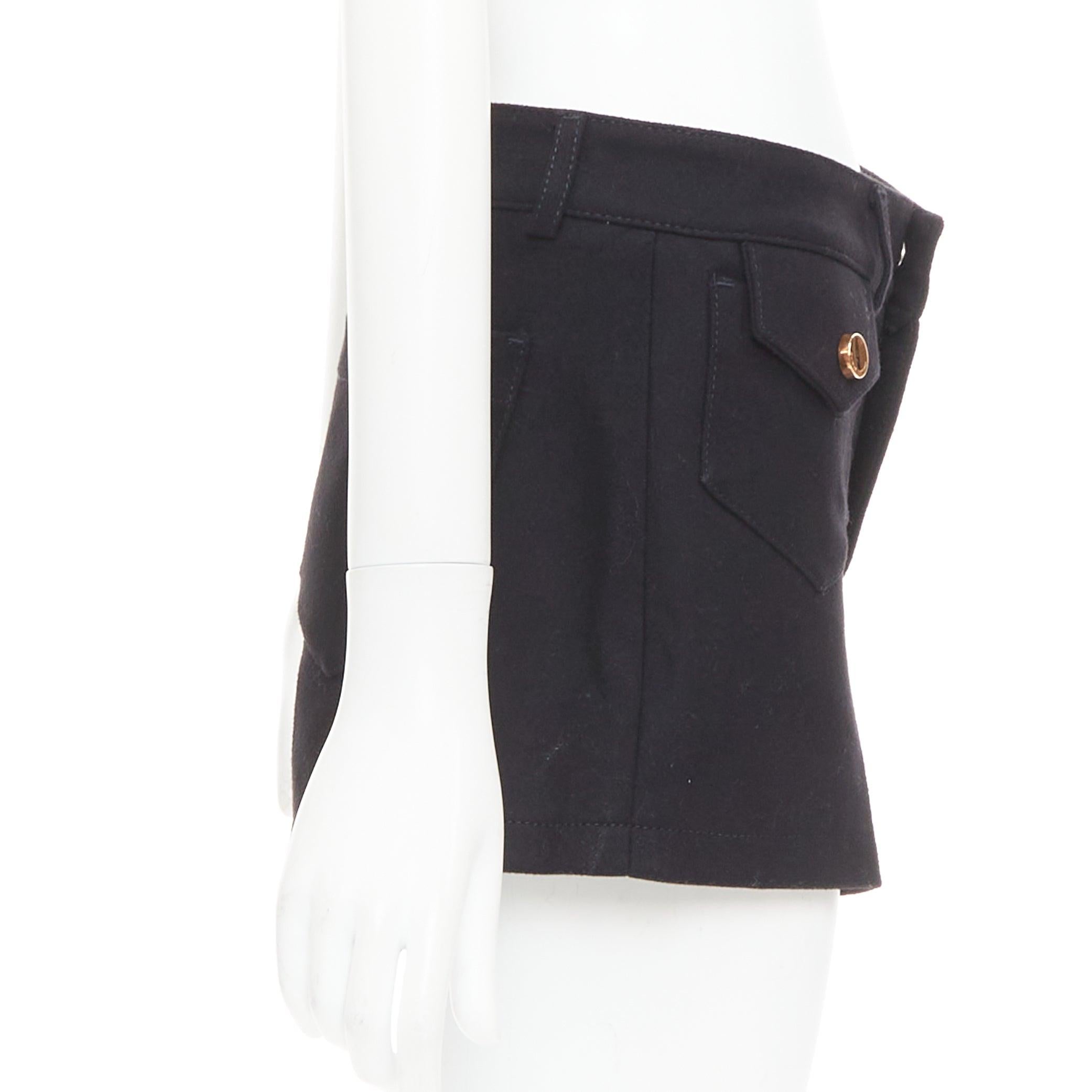 RED VALENTINO schwarze Wollmischung goldene Logo-Knöpfe Mini-Shorts IT38 XS Damen im Angebot