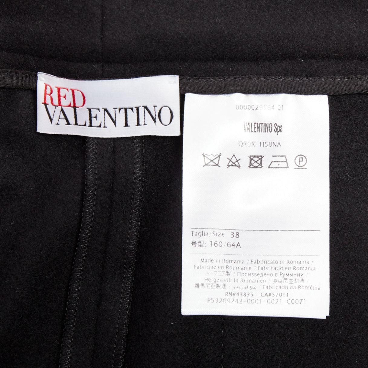 RED VALENTINO schwarze Wollmischung goldene Logo-Knöpfe Mini-Shorts IT38 XS im Angebot 4
