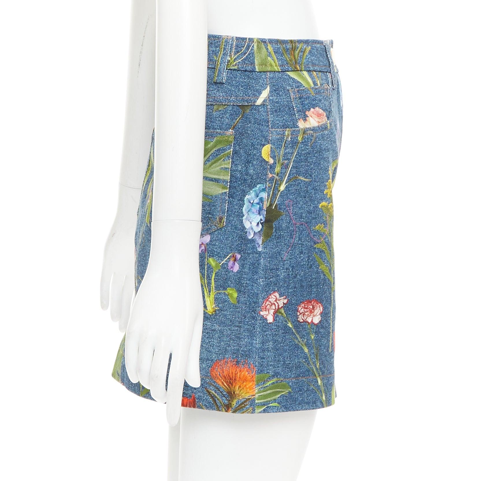MOSCHINO BOUTIQUE minifalda vaquera de algodón con estampado floral azul IT38 XS Azul en venta