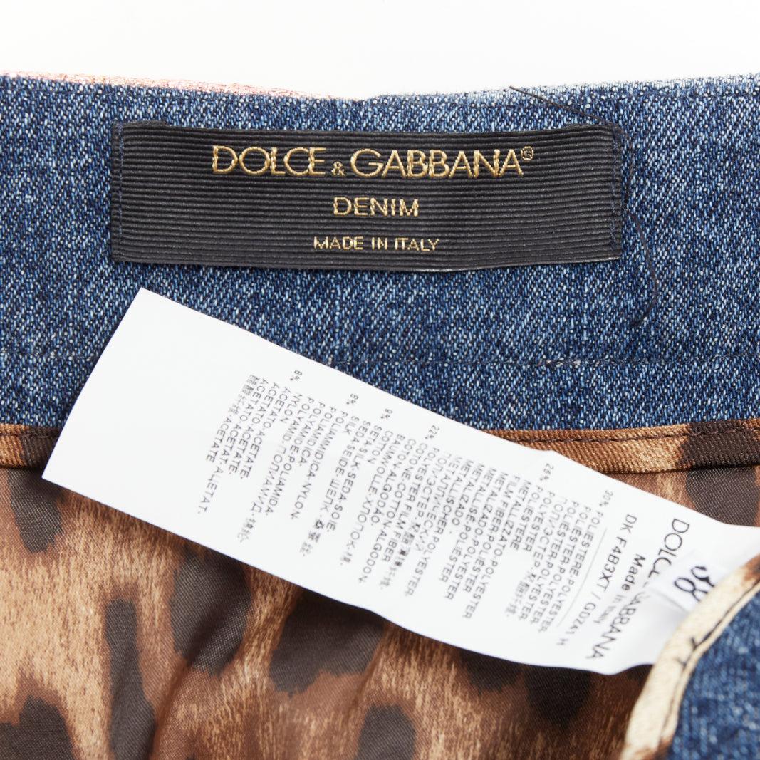 DOLCE GABBANA Minifalda vaquera patchwork jacquard azul oro IT38 XS en venta 3