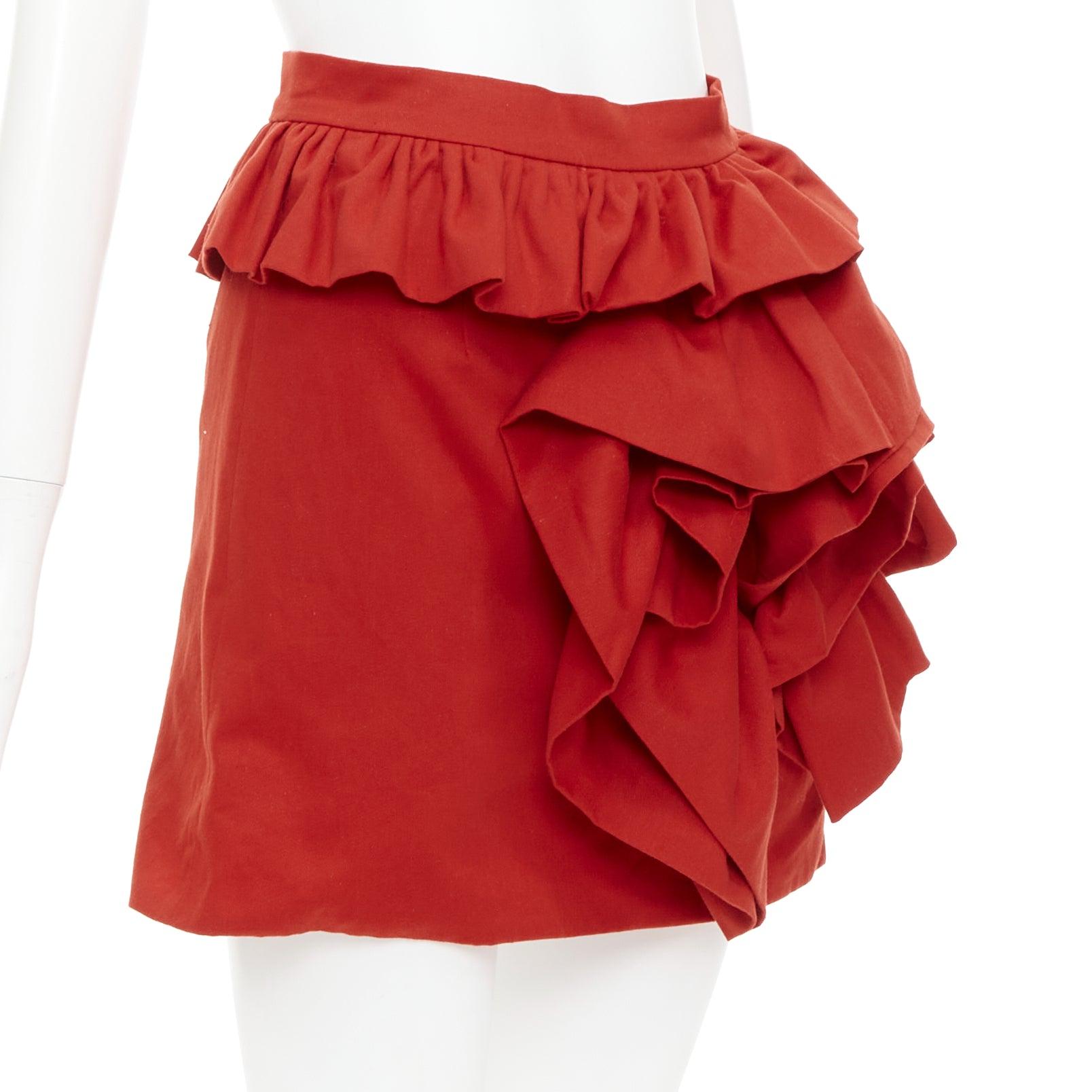 Rosso LOU LOU minigonna a vita alta in twill di cotone rosso XS in vendita