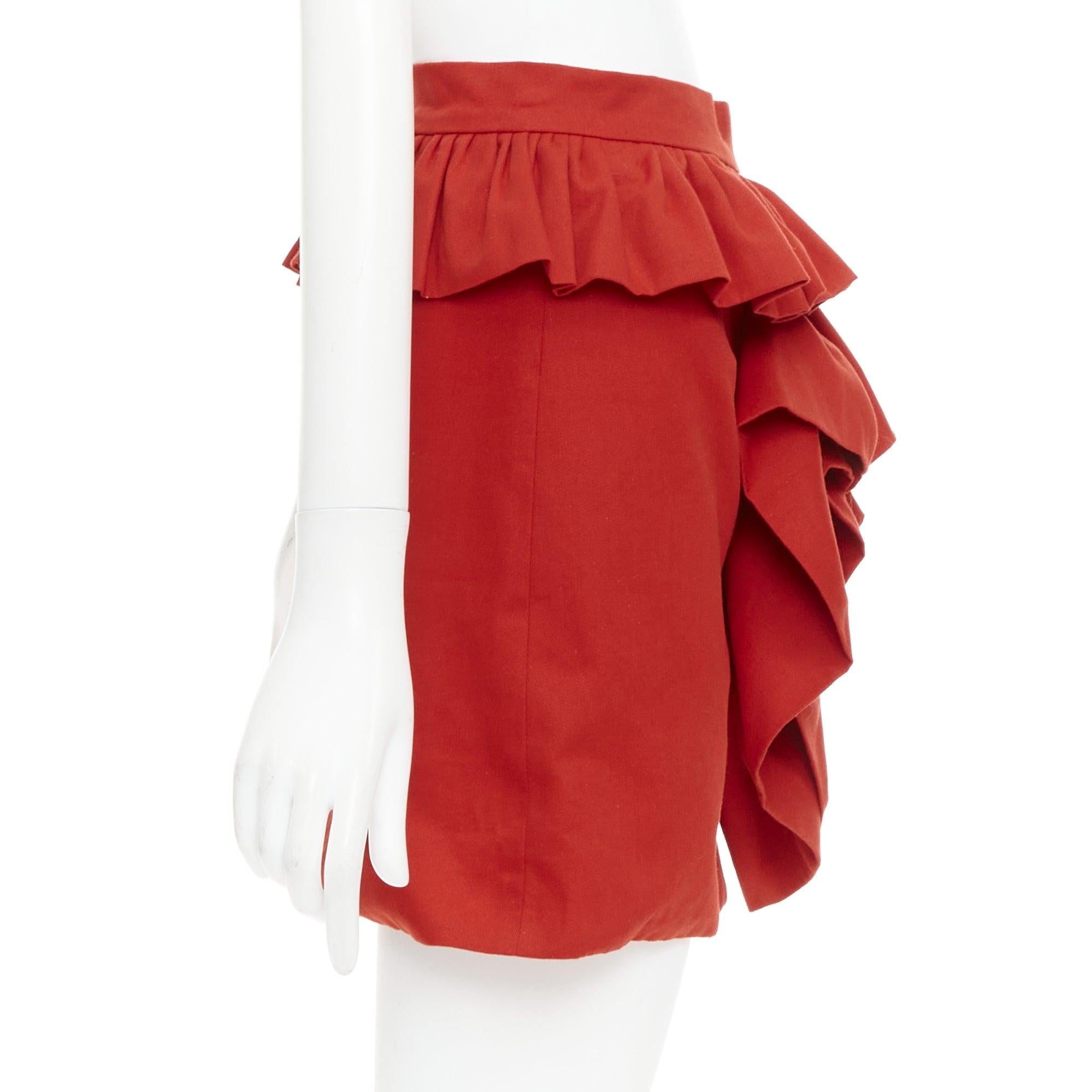 LOU LOU minigonna a vita alta in twill di cotone rosso XS In condizioni buone in vendita a Hong Kong, NT