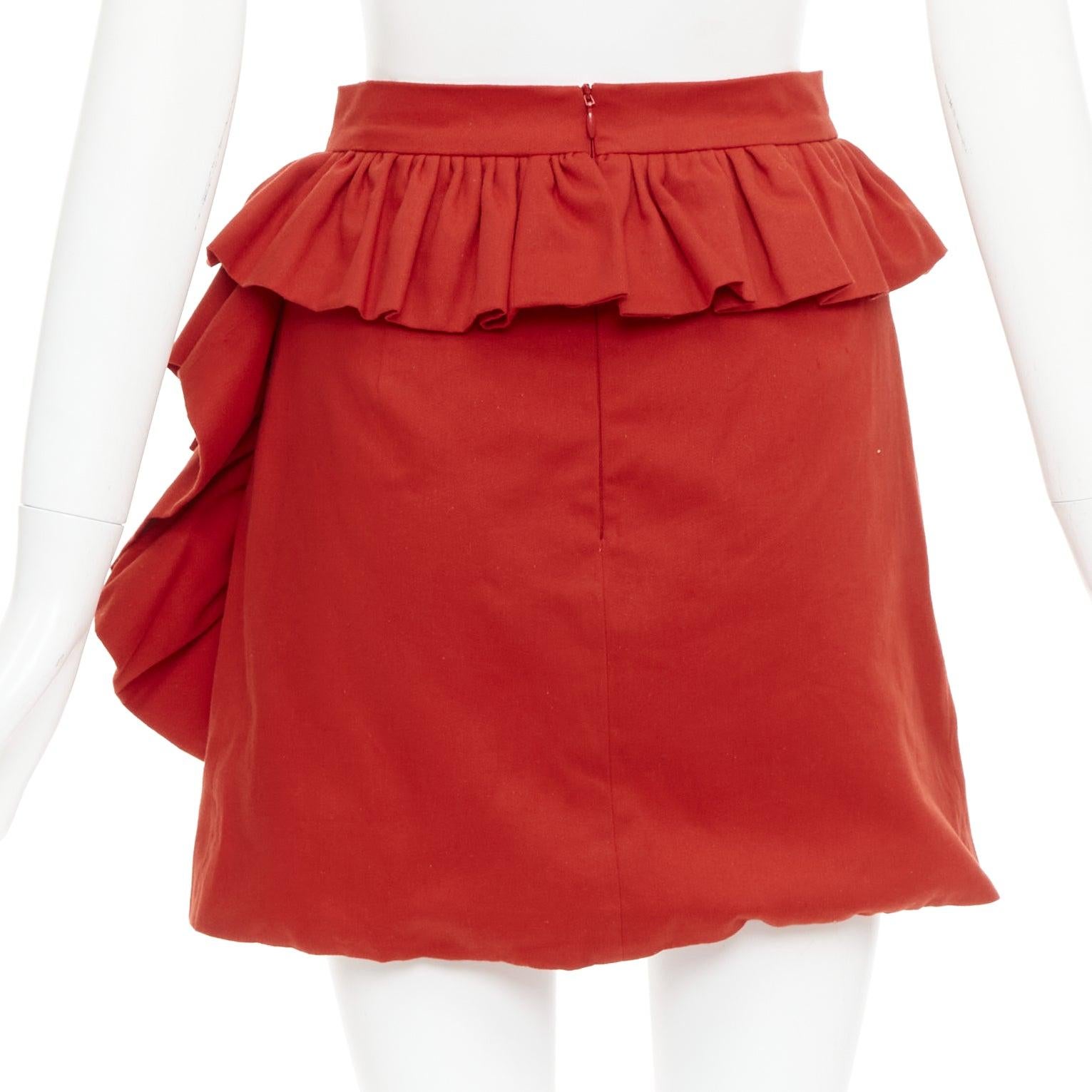 Donna LOU LOU minigonna a vita alta in twill di cotone rosso XS in vendita